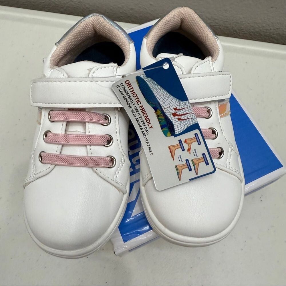 Nauti Nati Baby Sneakers Size 18-24 M Shoes White Pink Non Slip First Walking - Picture 7 of 7